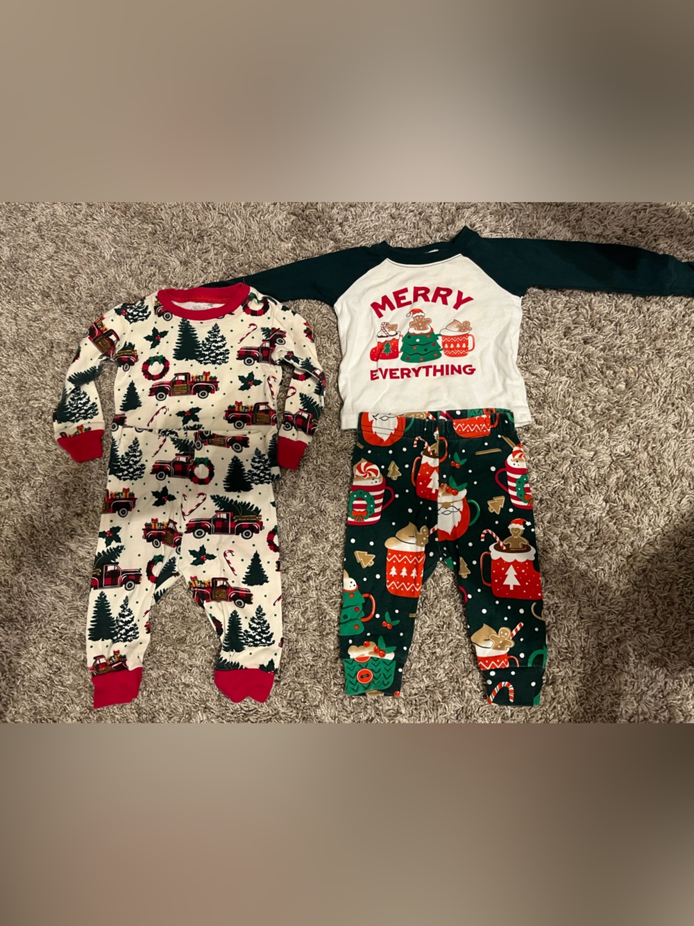 Baby Merry Everything Holiday Pajama Set - Green/Red 2 pack 0-3 month